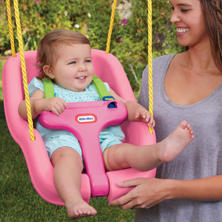 2-in-1 Snug 'n Secure™ Swing - Pink - 
Adjustable straps hold baby securely in place.