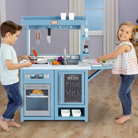 First Prep Kitchen™ - 
Includes tons of built-in storage space above and below the counter, along with hanging hooks to hang the included accessories.