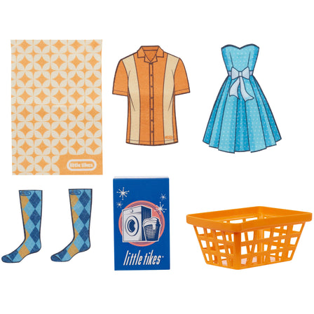 First Retro Washer-Dryer - 
When playtime is over, store the accessories inside the washer-dryer for easy cleanup. 