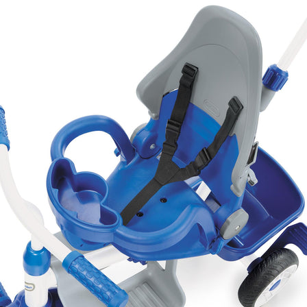 Perfect Fit™ 4-in-1 Trike - Blue - 
5-point seat belt harness and protective safety bar.