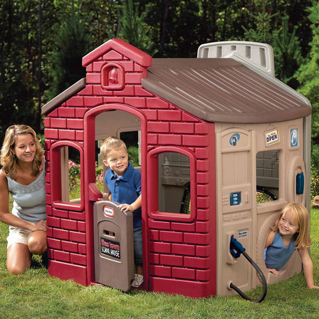 Endless Adventures® Tikes Town Playhouse - 
Schoolhouse/Firehouse Wall with table and chalkboard.
