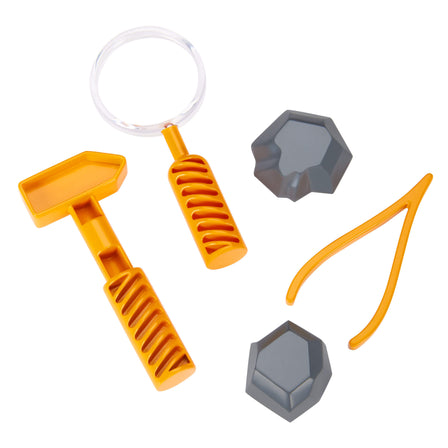 Adventure Rocket™ - 
Accessories include: 2 rocks, hammer, tweezers, and magnifier to make astronaut and rocket scientist role play more realistic.