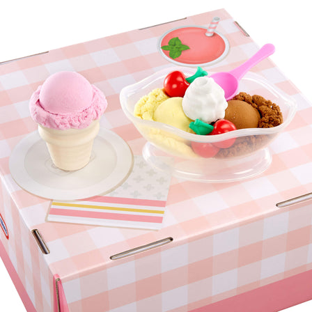 Creative Chefs™  Ice Cream Kit - 
Package becomes a play table. Kids can place their dishes on the table for the ultimate pretend play experience.