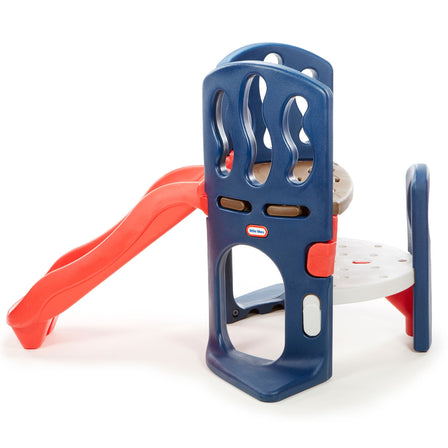 Hide & Slide™ Climber - Blue and Red - 
A secret play area underneath the playground platform for hide-and-seek games.
