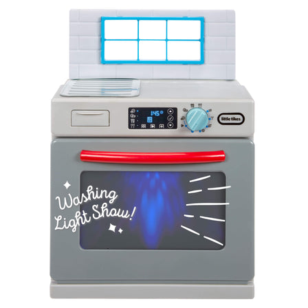 First Dishwasher - 
Turn the dial to activate the washing light effects on the door.