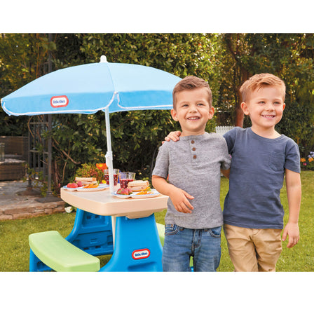 Easy Store™ Jr. Play Table with Umbrella - Blue/Green - 
Easy wipe surface makes it great for mealtime, snack time or craft time.