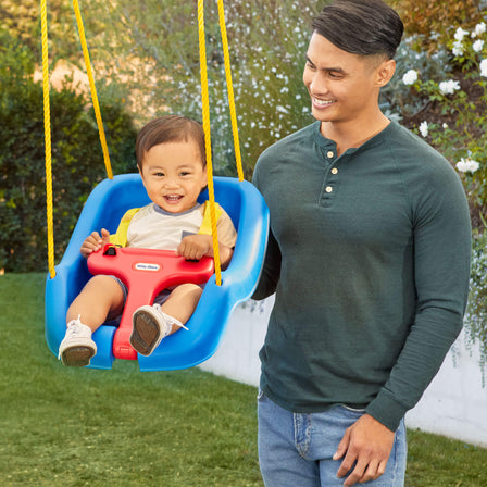 2-in-1 Snug 'n Secure™ Swing - Blue - 
Adjustable straps hold baby securely in place.
