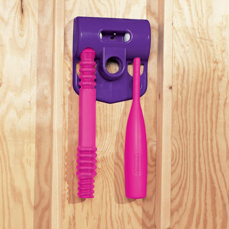 TotSports™ T-Ball Set - Purple and Pink - 
Special “hang-on-the-wall” design.