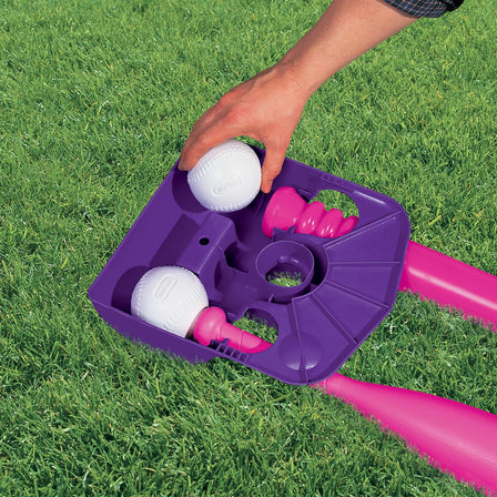 TotSports™ T-Ball Set - Purple and Pink - 
Base doubles for storage.