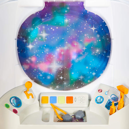 Adventure Rocket™ - 
The star viewer panel flips up and down so you can see the stars, dream big and make a wish.