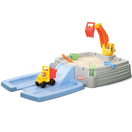 Big Digger™ Sandbox - 
Excavator really works to pick up sand and load the trucks.