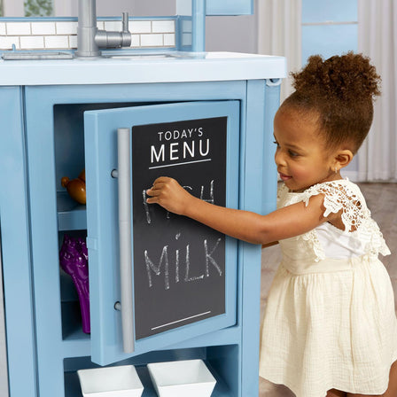First Prep Kitchen™ - 
Kids can write their own menu on the built-in chalkboard with the included chalk.